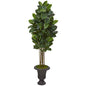 64" Rubber Leaf Artificial Tree in Decorative Brown Urn