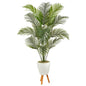 6.5'Golden Cane Artificial Palm Tree in White Planter with Stand