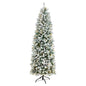 7'Slim Flocked Montreal Fir Artificial Christmas Tree with 300 Warm White LED Lights and 995 Bendable Branches