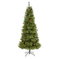 7'White Mountain Pine Artificial Christmas Tree with 400 Clear LED Lights and Pine Cones