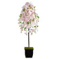 70" Cherry Blossom Artificial Tree in Black Metal Planter
