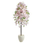 70" Cherry Blossom Artificial Tree in White Planter