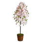 70" Cherry Blossom Artificial Tree in Wicker Planter