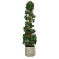 70" English Ivy Topiary Spiral Artificial Tree in White Planter UV Resistant (Indoor/Outdoor)