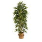 75" Bamboo Artificial Tree in Handmade Natural Jute Planter with Tassels