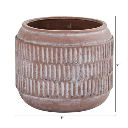 8" Boho Chic Ceramic Embossed Planter