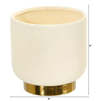 8" Elegance Ceramic Planter with Gold Accents