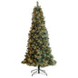 8'Frosted Tip British Columbia Mountain Pine Artificial Christmas Tree with 500 Clear Lights, Pine Cones and 1112 Bendable Branches