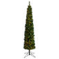 8' Green Pencil Artificial Christmas Tree with 200 Clear (Multifunction) LED Lights and 402 Bendable Branches