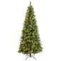8'Wisconsin Slim Snow Tip Pine Artificial Christmas Tree with 600 Clear LED Lights and 908 Bendable Branches