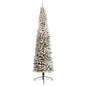 9'Flocked Pencil Artificial Christmas Tree with 600 Clear Lights and 896 Bendable Branches
