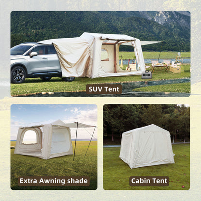 Inflatable SUV Camping Tent | 2-in-1 Tailgate & Standalone Air Tent for 4–6 People, 5-Min Setup, 4-Season Waterproof — Oxford Fabric