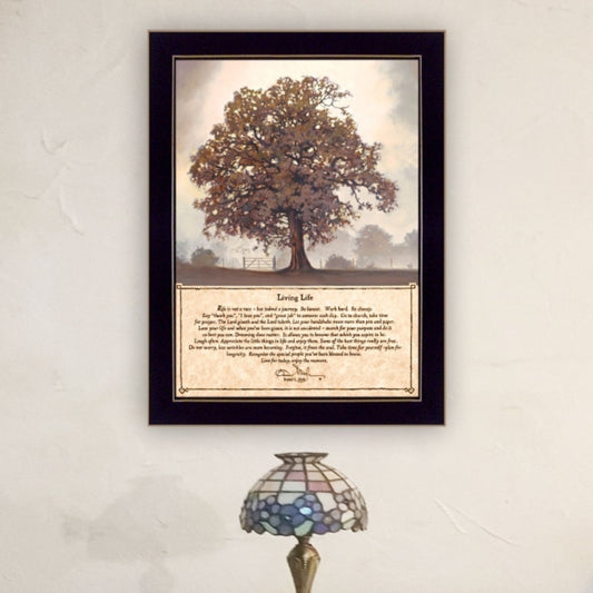 "Living Life" Framed Wall Art by Bonnie Mohr | Inspirational Farmhouse Print — Ready to Hang, Living Room & Bedroom Decor