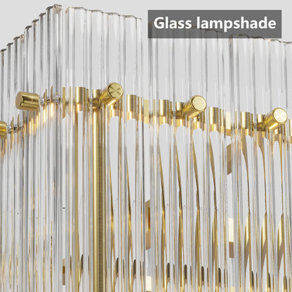 Water Ripple Crystal Glass Chandelier | 8/10-Light Modern Handmade Corrugated Glass Ceiling Light — Black or Gold, Round or Rectangular