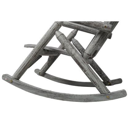 Fir Wood Porch Rocking Chair | Ergonomic High-Back Outdoor Rocker with 330 lb Capacity — Light Gray