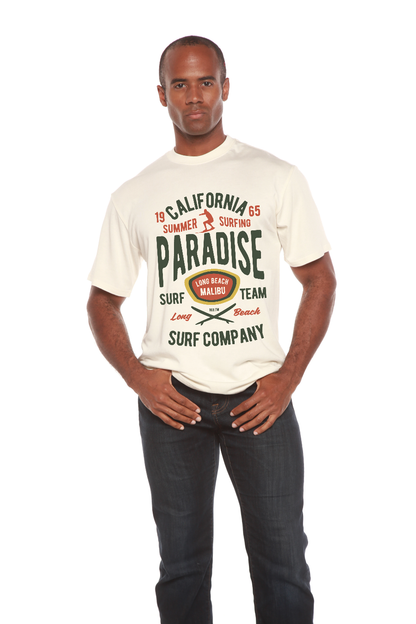 California Summer Surfing Men's Bamboo Viscose/Organic Cotton Short Sleeve Graphic T-Shirt