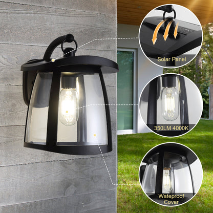 Solar Wall Lantern with 4 Lighting Modes | IP54 Waterproof Outdoor Hanging Light | Dual Solar Panels