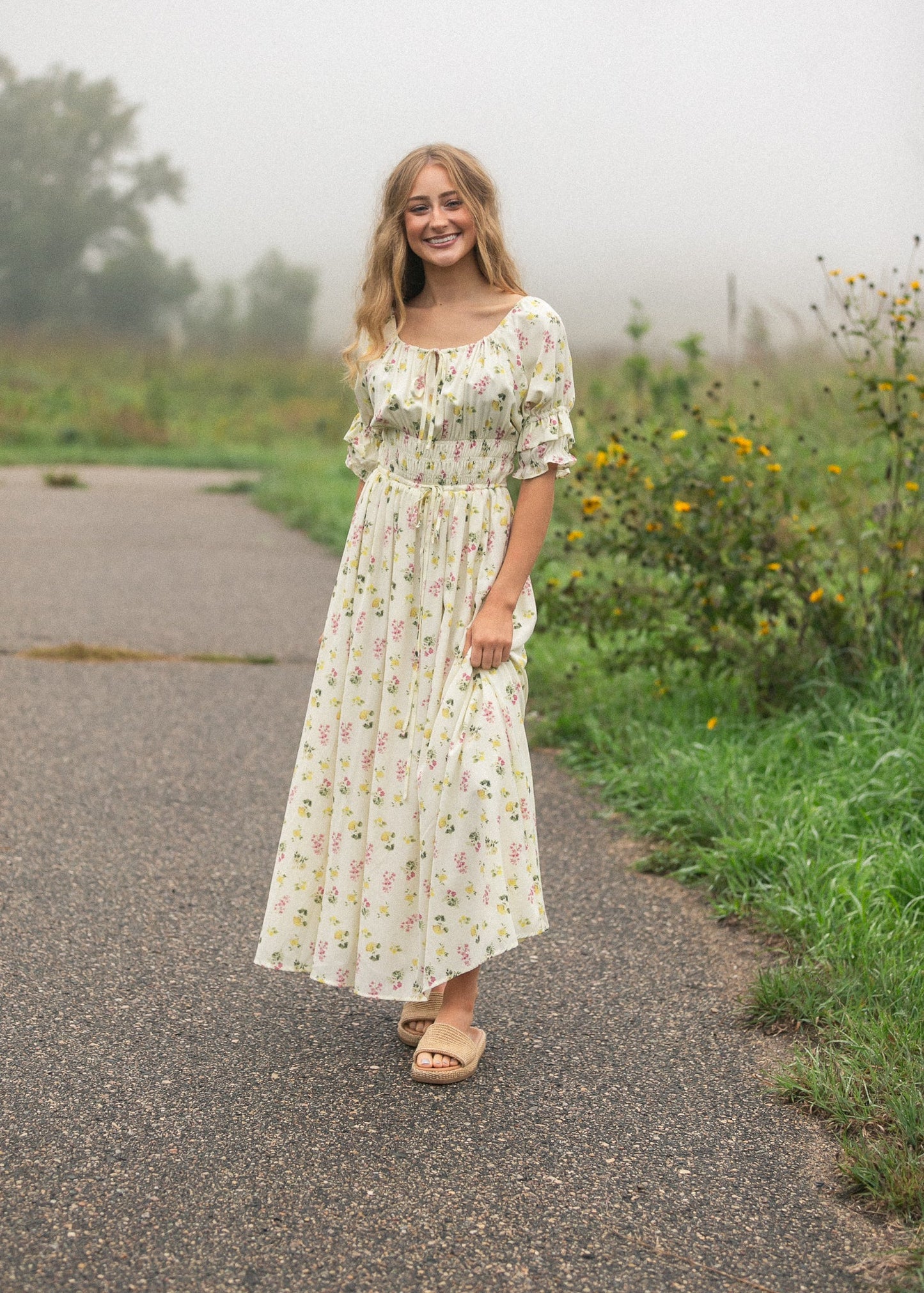 Celine Puff Sleeve Floral Maxi Dress