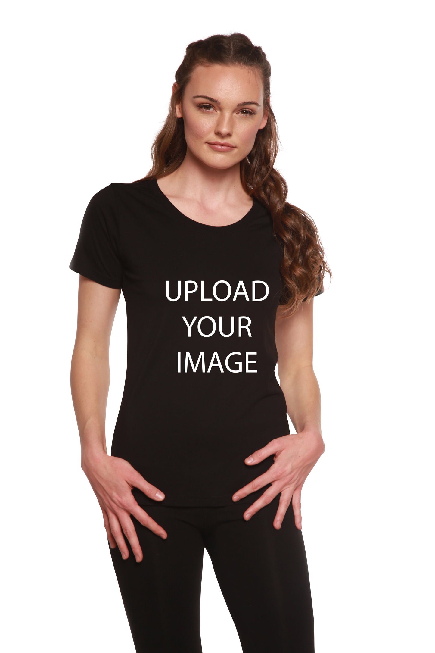 Custom Printed Women's Bamboo/Cotton Short Sleeve Scoop Neck Graphic T-Shirt