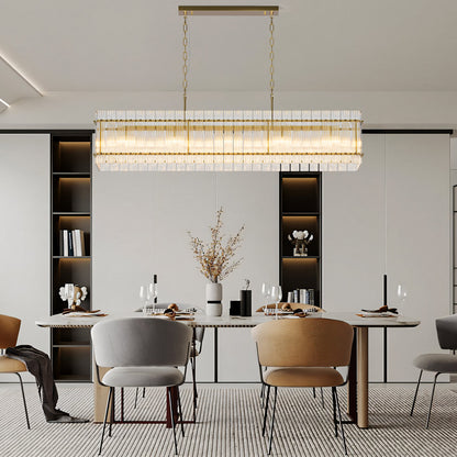 Water Ripple Crystal Glass Chandelier | 8/10-Light Modern Handmade Corrugated Glass Ceiling Light — Black or Gold, Round or Rectangular