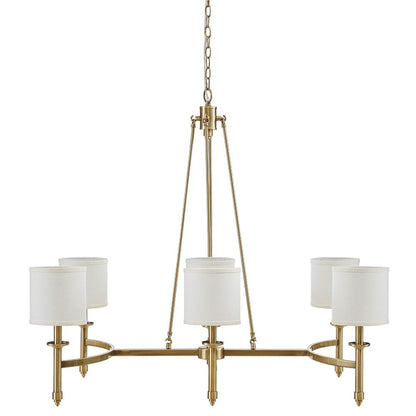 6-Light Drum Shade Chandelier | Bedford Collection Transitional Ceiling Light with Curved Frame — Chrome or Gold, 39.25" Wide