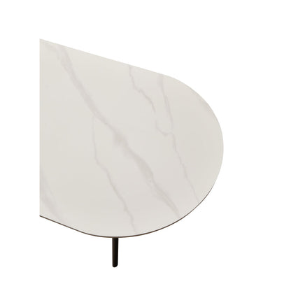Ceramic Sintered Stone Coffee Table with Walnut Shelf | 47" Double-Layer Living Room Center Table — White & Coffee Brown