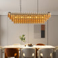 Tiered Smoke Glass Chandelier | 14-Light Round or 12-Light Rectangular, Brushed Black or Gold Metal Frame — 37" or 54", Dimmable