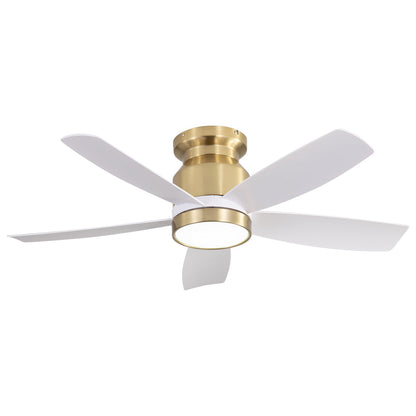 42" Flush Mount Ceiling Fan with LED Light & Remote – Dimmable 3CCT, Reversible DC Motor | Black, Gold & Black+Gold