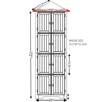 72" Corner Kitchen Pantry Cabinet | 4-Tier Tall Storage with 8 Doors & Shelves — Farmhouse Oak
