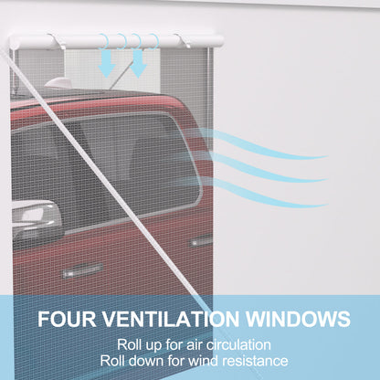 10×20 FT Portable Carport Garage | Heavy-Duty Galvanized Steel Frame with 2 Roll-Up Doors & 4 Ventilated Windows — White / Grey