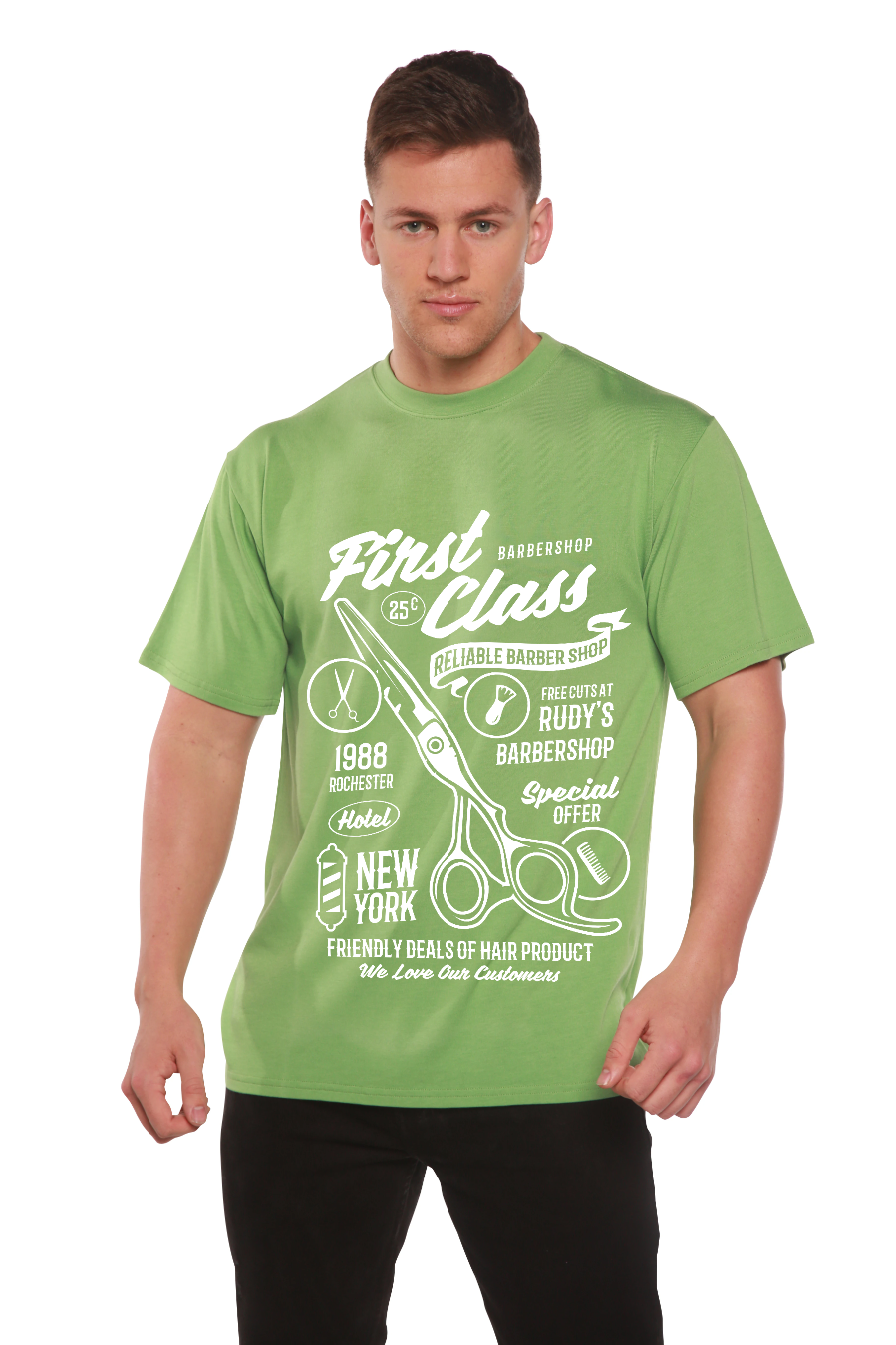 First Class Barber Men's Bamboo Viscose/Organic Cotton Short Sleeve Graphic T-Shirt