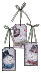 Snowman Tag Ornament 3 Asstd.  (Pack of 4)