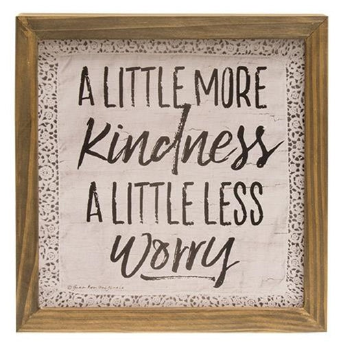 Pack of 2 *More Kindness Less Worry Framed Sign