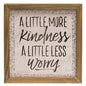 Pack of 2 *More Kindness Less Worry Framed Sign
