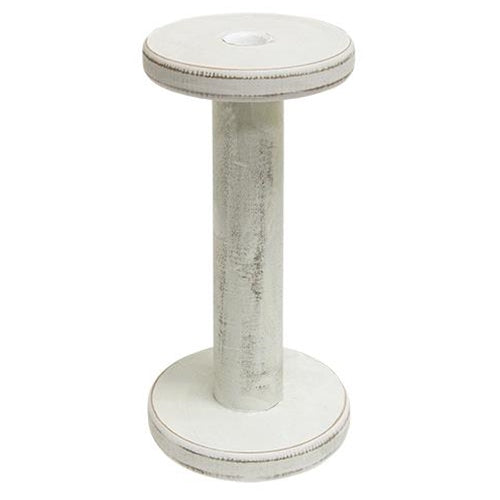 Farmhouse White Spool Candleholder 9.5" (Pack of 2)