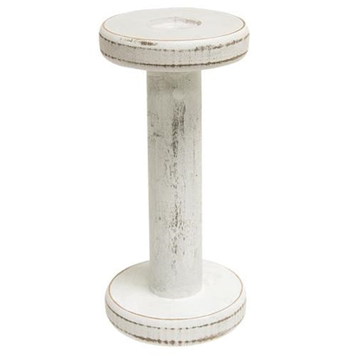 Farmhouse White Spool Candleholder 7.25" (Pack of 2)