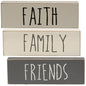 Farmhouse Colors Faith Family Friends Block 3 Asstd.  (Pack of 4)