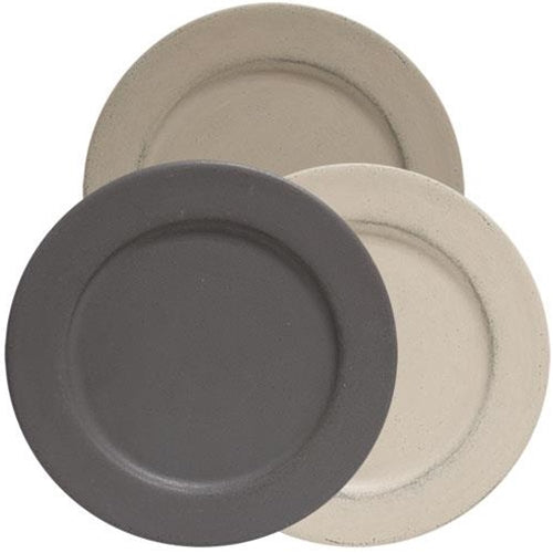 Farmhouse Colors Round Plate w/Rim 11" 3 Asstd.  (Pack of 4)