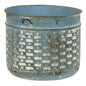 Vintage Blue Metal Basketweave Pot (Pack of 2)