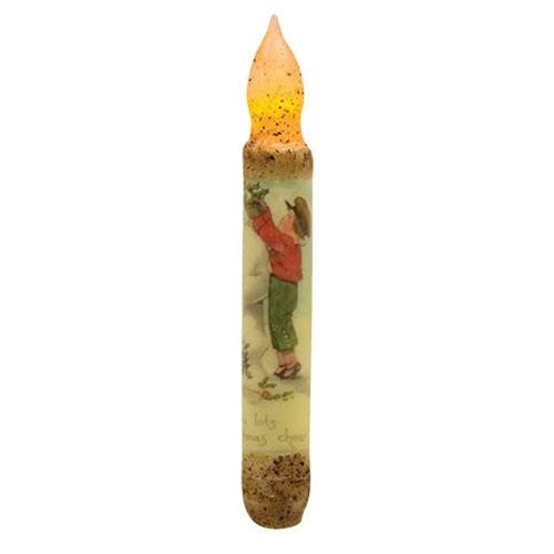 6" Burnt Ivory Christmas Cheer Timer Taper (Pack of 2)