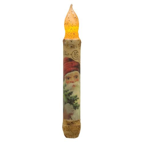 6" Burnt Ivory Joyful Santa Timer Taper (Pack of 2)