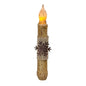 6" Burnt Ivory Burlap & Snowflake Timer Taper (Pack of 2)