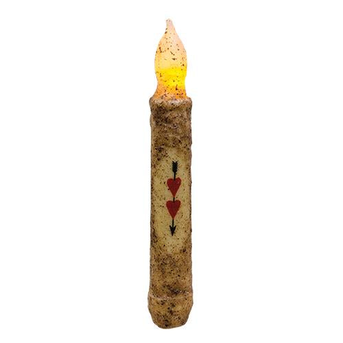 6" Burnt Ivory Heart Timer Taper (Pack of 2)