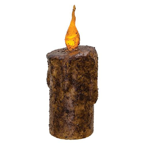 5.5" Burnt Mustard Dripped Flicker Pillar  (Pack of 4)