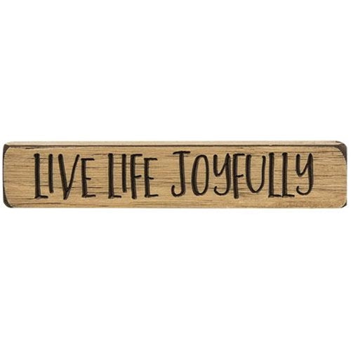 Live Life Joyfully Engraved Block 9" Cream  (Pack of 4)