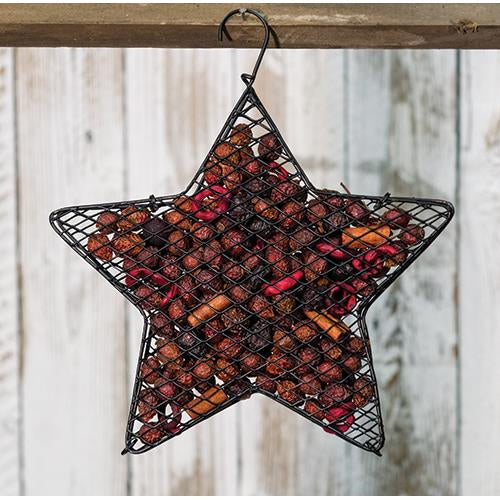Wire Mesh Star w/Cranberry Potpourri 9"