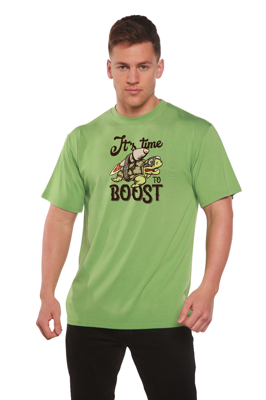 It`s time to BOOST Men's Bamboo Viscose/Organic Cotton Short Sleeve Graphic T-Shirt
