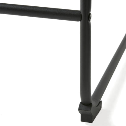 24" Vintage Brown Counter Stools with Wide Seat & Low Footrail | Set of 2 Upholstered Stools with Black Iron Frame