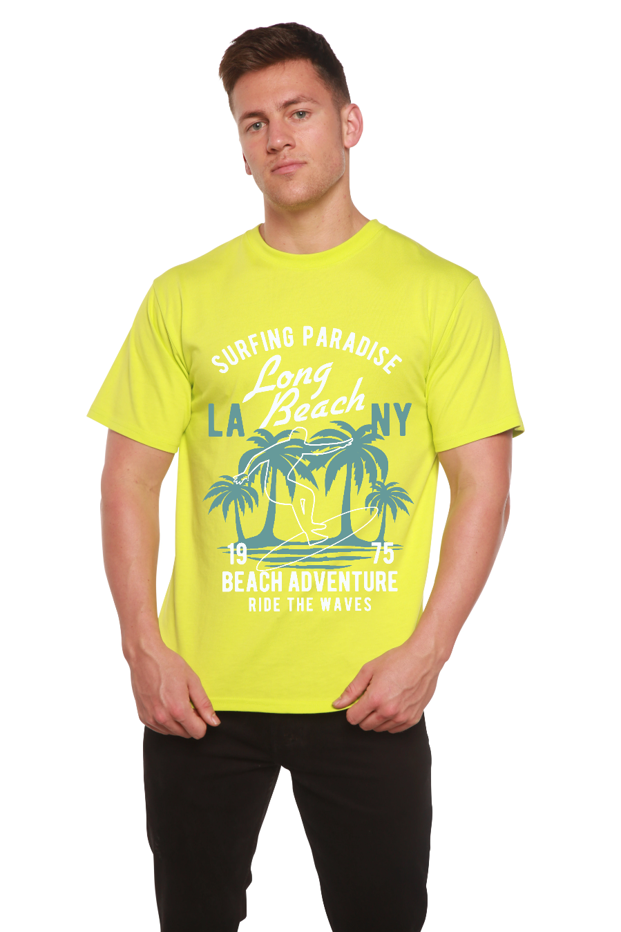 Long Beach Men's Bamboo Viscose/Organic Cotton Short Sleeve Graphic T-Shirt