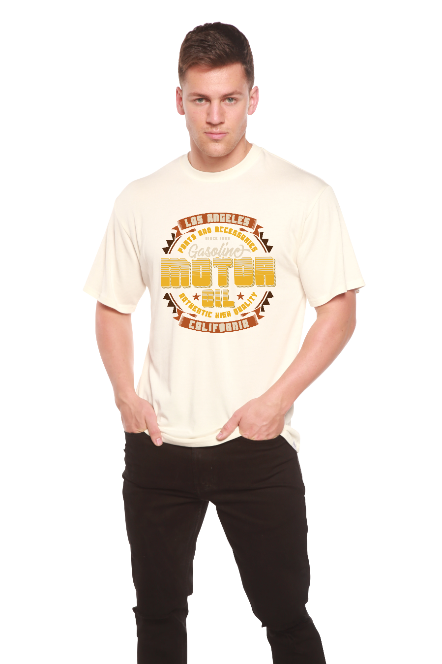 Motor oil Men's Bamboo Viscose/Organic Cotton Short Sleeve Graphic T-Shirt